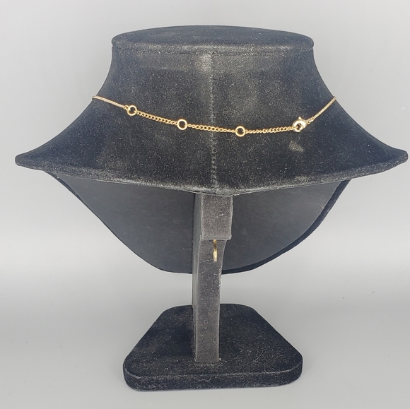 Goldtone Necklace, Red Studs and Half Oval Ring set, 3pc set - Picture 3 of 12